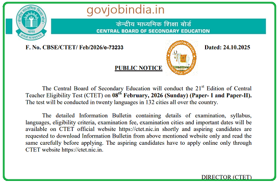 CTET 2025 Notification, Apply Online